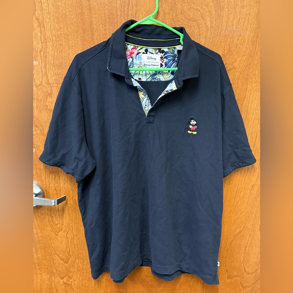 Tommy Bahama Navy Polo with Tropical Trim and Embroidered Mickey